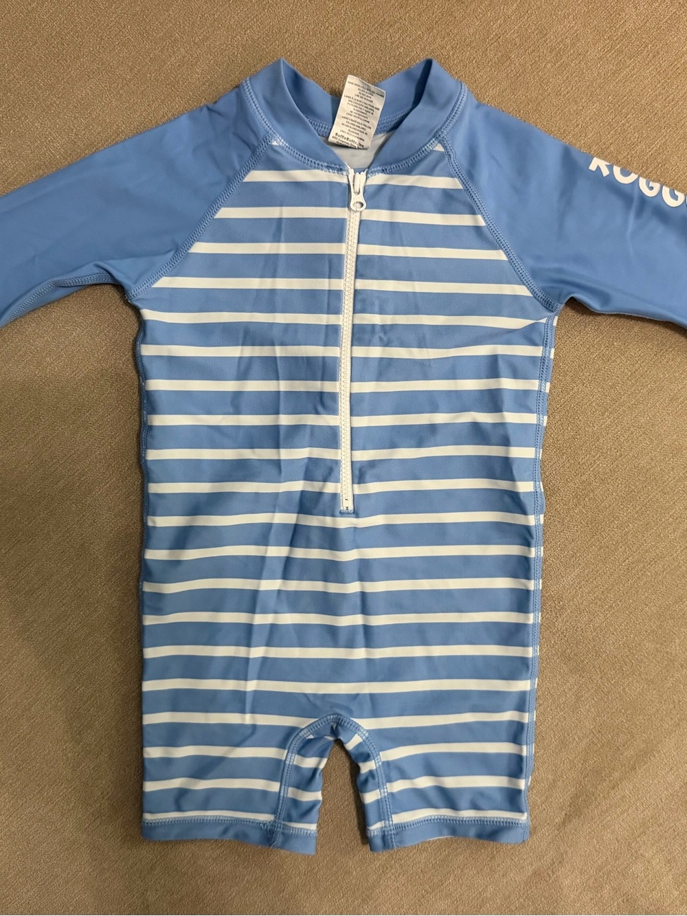 Ruffle Butts Rugged Butts -  Blue & White Striped One-Piece Swim Sunsuit